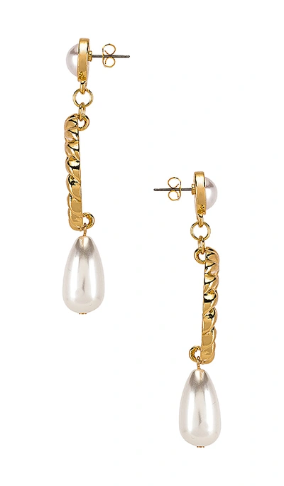 Shop Ettika Drop Pearl Earrings In Gold