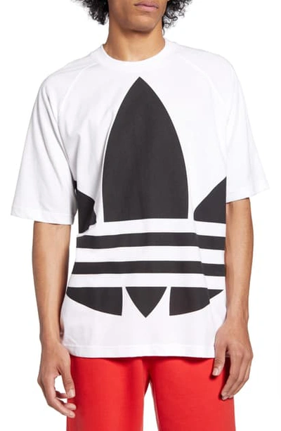 Shop Adidas Originals Adidas Big Trefoil Crewneck T-shirt In White/ Black
