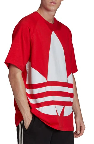 Shop Adidas Originals Adidas Big Trefoil Crewneck T-shirt In Lush Red