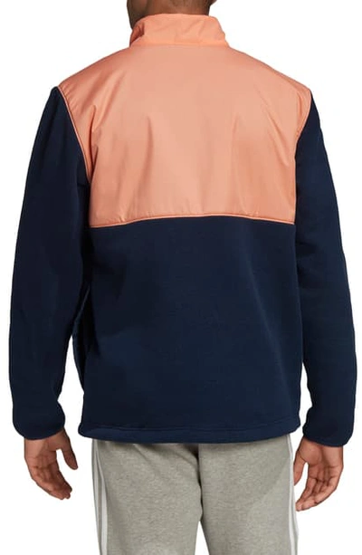 Shop Adidas Originals Speed Pack Fleece Half-zip Pullover In Collegiate Navy/ Coral