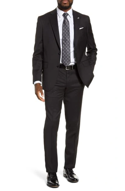 Shop Ted Baker Jay Trim Fit Windowpane Wool Suit In Black