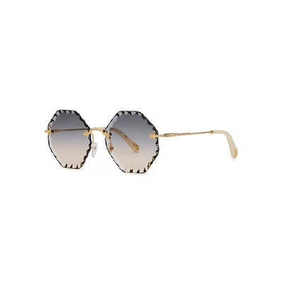 Shop Chloé Rosie Gold-tone Octagonal-frame Sunglasses In Gold And Other