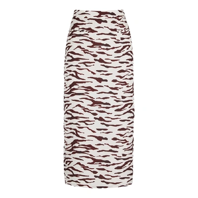 Shop Rejina Pyo Mina Printed Satin Midi Skirt In Ivory