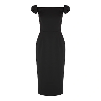 Shop Rebecca Vallance Winslow Black Off-the-shoulder Midi Dress