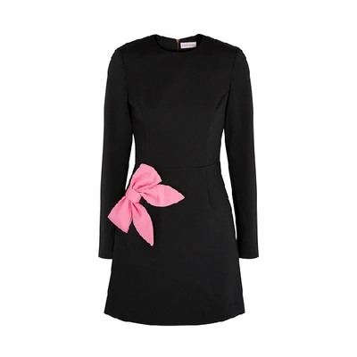 Shop Rebecca Vallance Winslow Bow-embellished Mini Dress In Black