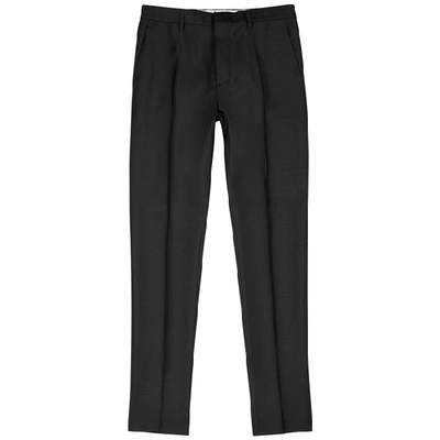 Shop Dsquared2 Black Slim-leg Wool-blend Trousers