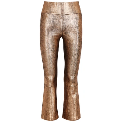 Shop Sprwmn Bronze Cropped Suede Trousers In Copper