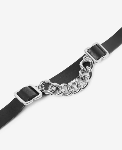 Shop The Kooples Black Leather Belt With Chain