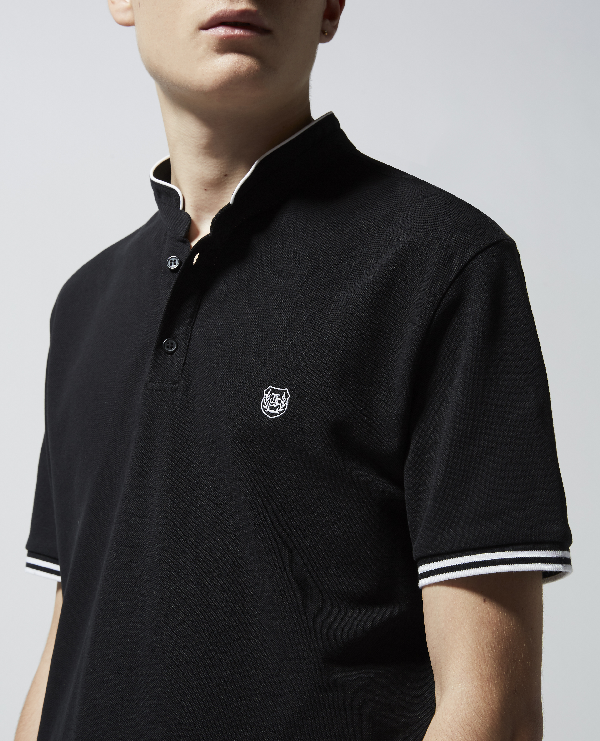 The Kooples Sport Slim Black Cotton Polo Shirt W/officer Collar In ...