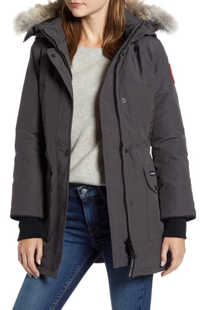 Shop Canada Goose Trillium Fusion Fit Hooded Parka With Genuine Coyote Fur Trim In Graphite