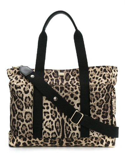Shop Dolce & Gabbana Leopard-print Baby Changing Bag In Neutrals