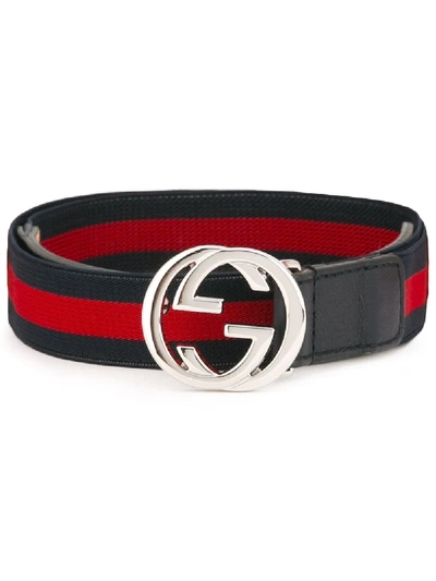 Shop Gucci Blue Web Gg Buckle Belt