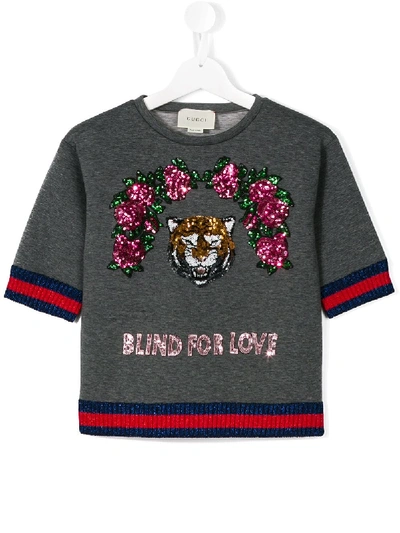Shop Gucci Blind For Love Sweatshirt In Grey