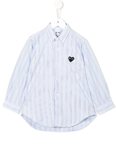 Shop Comme Des Garçons Striped Shirt In Blue