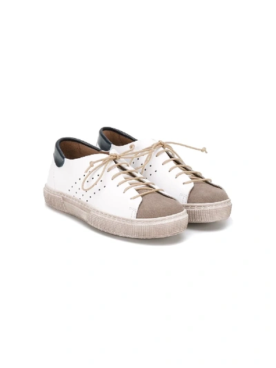 Shop Pèpè Colour Panel Lace-up Sneakers In White