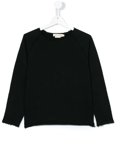 Shop Andorine Frayed Edge Sweatshirt In Black