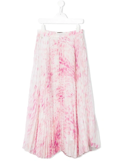 Shop Roberto Cavalli Junior Printed Pleated Skirt In Pink