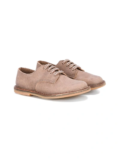 Pèpè Textured Stitch Detail Brogues In Brown