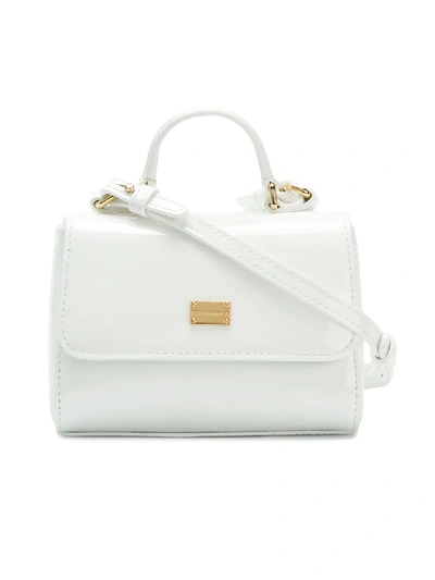 Shop Dolce & Gabbana Patent Leather Top-handle Bag In White