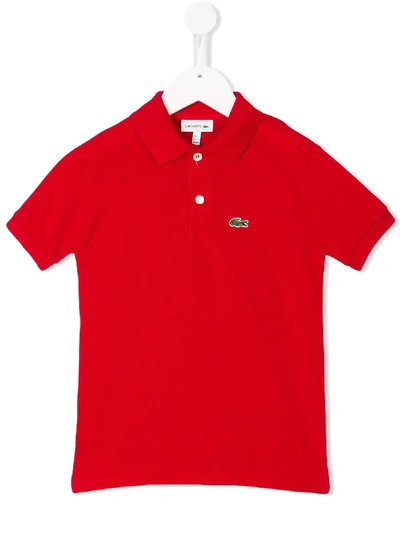 Shop Lacoste Logo Embroidery Polo Shirt In Red