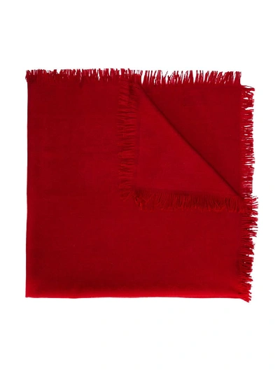 Shop Gucci Fringed Scarf In Red