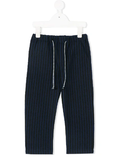 Shop Simple Striped Trousers In Blue