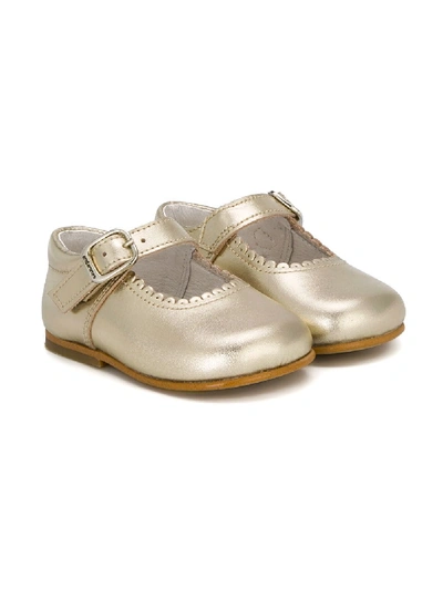 Shop Andanines Shoes Scalloped Detail Ballerinas In Metallic