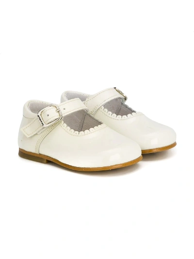 Shop Andanines Shoes Buckle Strap Ballerinas In White