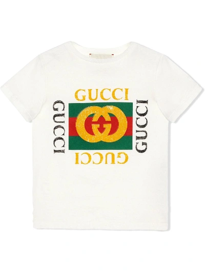 Shop Gucci Logo-print Cotton T-shirt In White