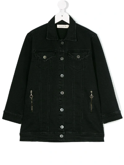 Shop Andorine Embroidered Denim Jacket In Black