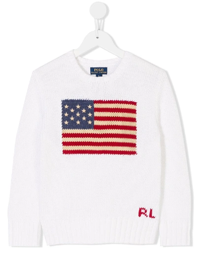 Shop Ralph Lauren Usa Flag Sweater In White