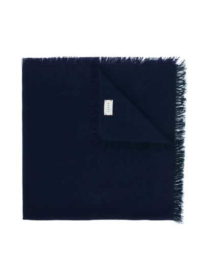 Shop Gucci Frayed Long Scarf In Blue