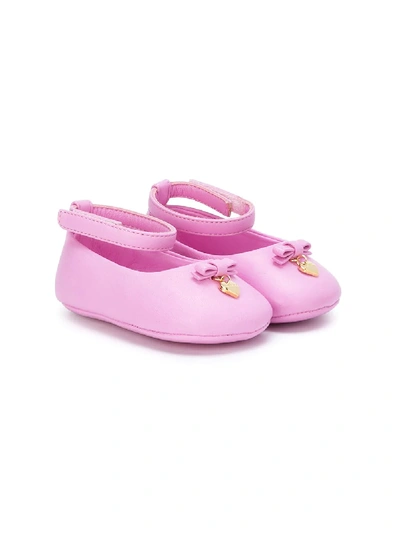 Shop Dolce & Gabbana Ribbon Embellished Ballerinas In Pink