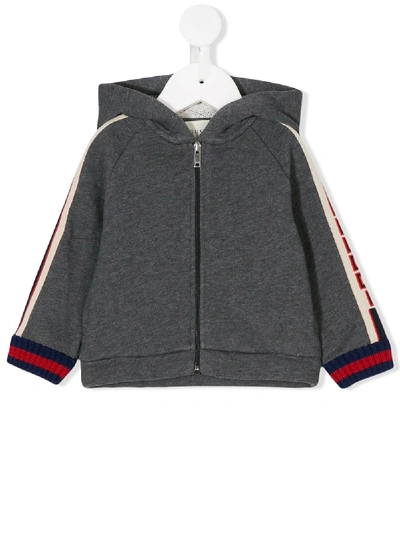 Shop Gucci Contrasting Panels Hooded Jacket In Grey