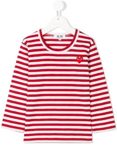 Shop Comme Des Garçons Heart Breton Top In Red