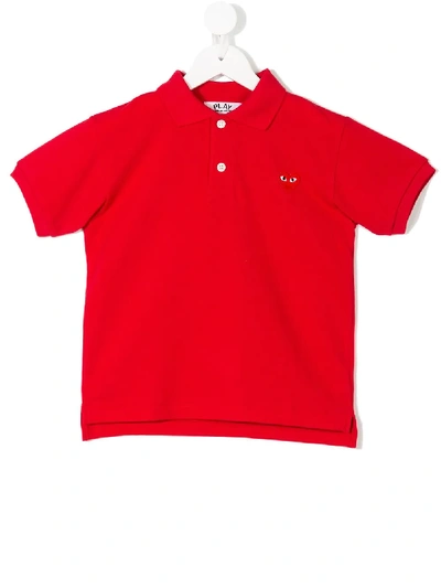 Shop Comme Des Garçons Heart Polo Shirt In Red