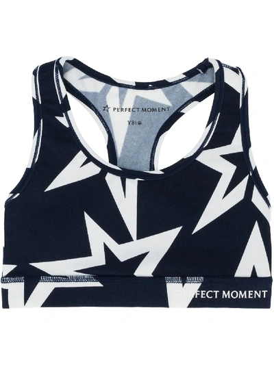 Shop Perfect Moment Star Print Fitness Top In Blue