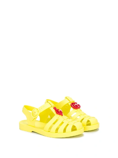 Shop Gucci Gg Anchor Jelly Sandals In Yellow