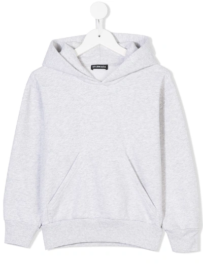 Shop Balenciaga Logo Appliqued Hoodie In Grey