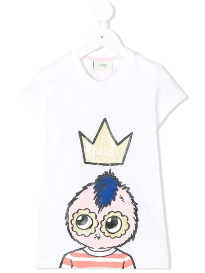 Shop Fendi Queen Elongated T-shirt In White