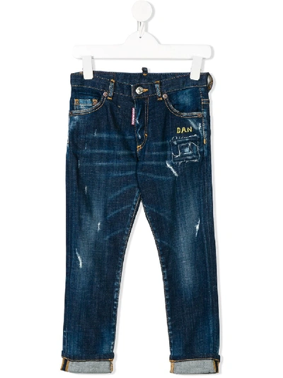 Shop Dsquared2 Distressed Detail Jeans In Blue
