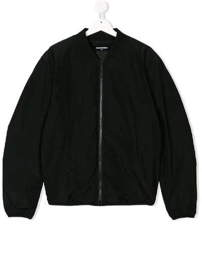 Shop Dsquared2 Teen Logo Print Bomber Jacket In Black