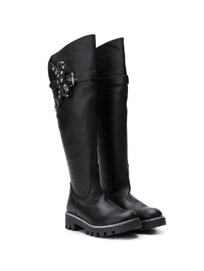 STUDDED BOW BOOTS