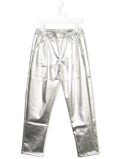 Shop Andorine Teen Metallic Trousers In Silver