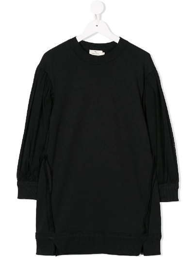 Shop Andorine Tulle Sleeve Sweater Dress In Black