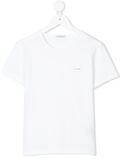 Shop Dolce & Gabbana Logo-tag Cotton T-shirt In White