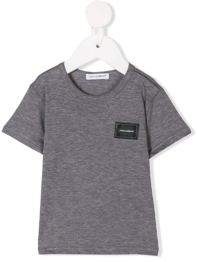 Shop Dolce & Gabbana Logo-appliqué Cotton T-shirt In Grey