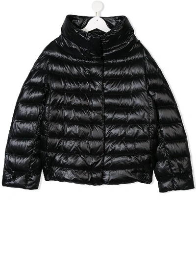 Shop Herno Teen Concealed Fastening Padded Jacket In Black