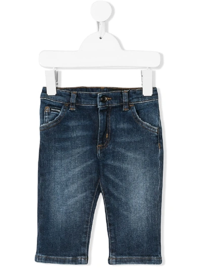 Shop Dolce & Gabbana Logo-appliqué Washed Jeans In Blue