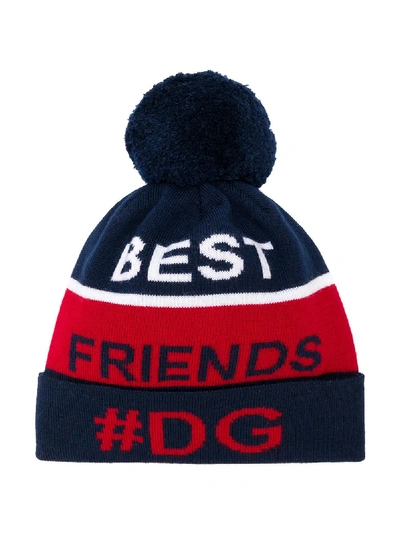 Shop Dolce & Gabbana Best Friends Knitted Hat In Blue
